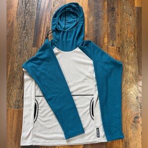 Melanzana Microgrid Hoodie 2.0 Men’s Large in Blue and Cream — BRAND NEW